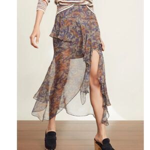 NWT Veronica Beard Trixie Illusion Asymmetrical Skirt Seafoam Green Size 12